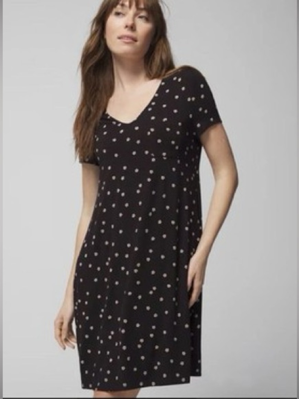 Soma Cool Nights Short-Sleeve Sleepshirt Black Polka Dot Large